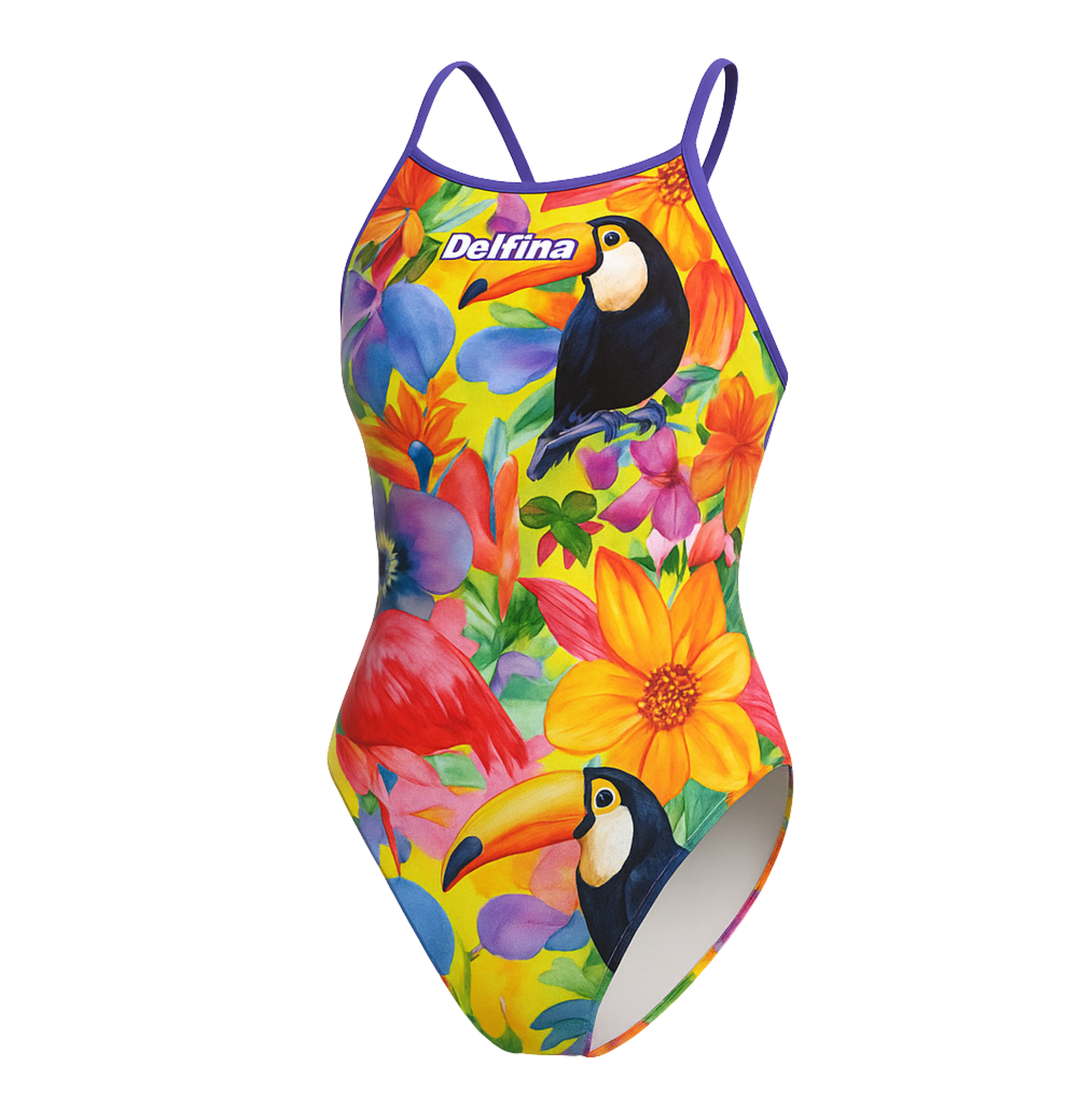 Tropical Toucan Women's Lightback One Piece Athletic Swimsuit – view 3