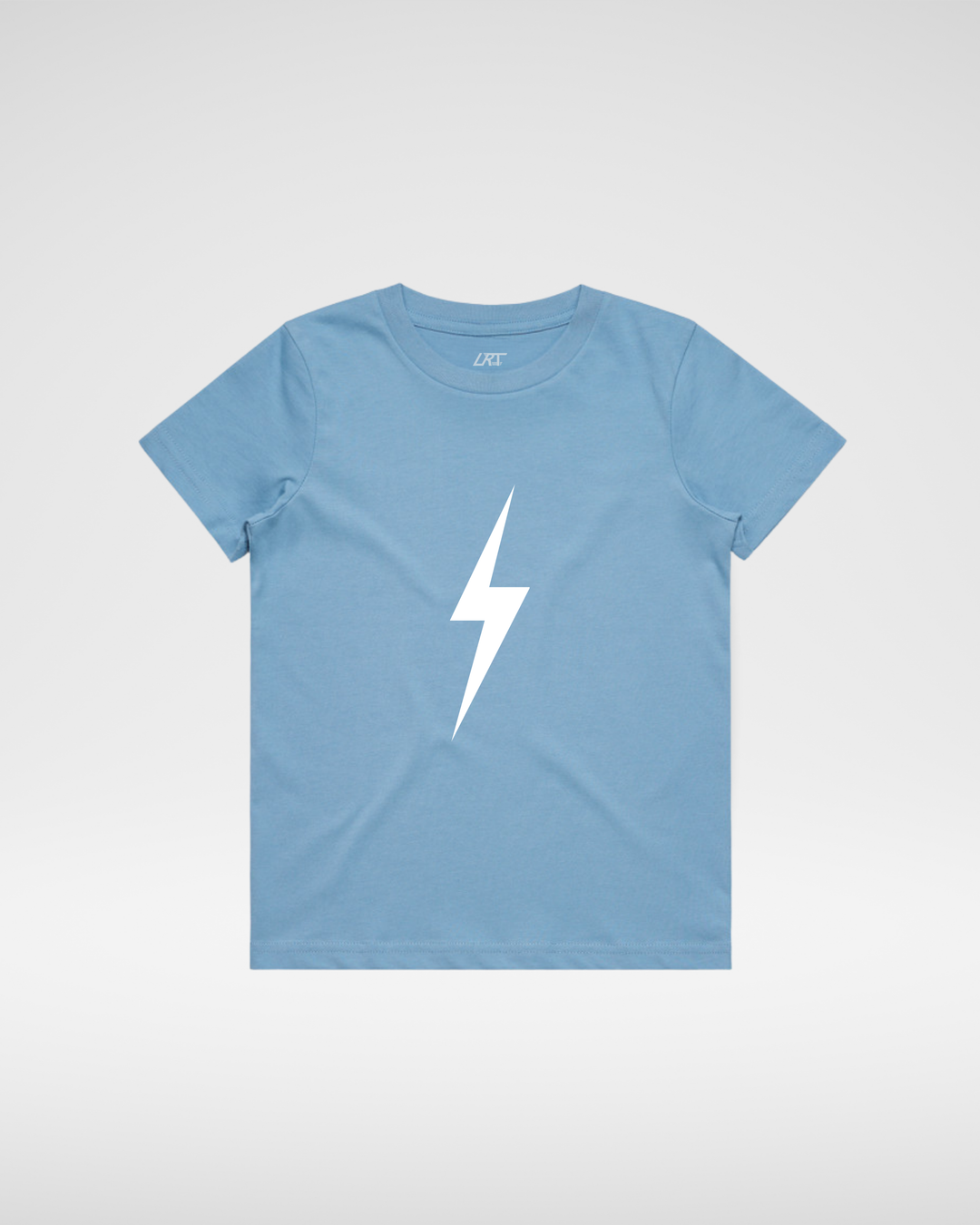 Kids' White Bolt Tee – Cloud Blue