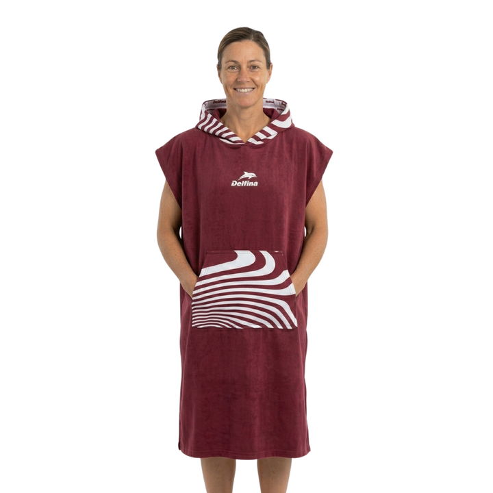 Hooded Poncho Towel – Flow Maroon