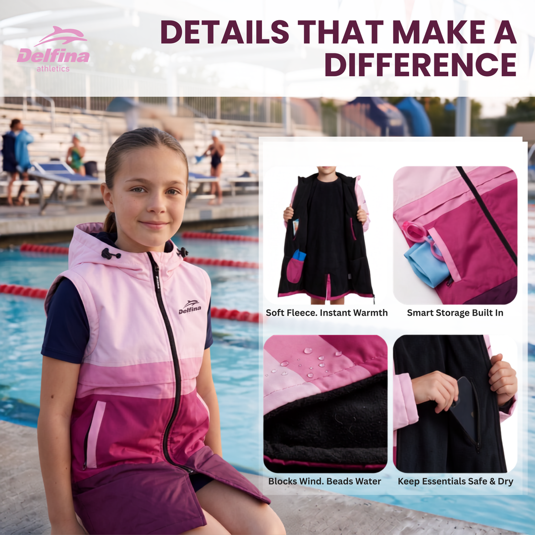 Delfina Kids Swim Parka Jacket with Removable Sleeves – view 5