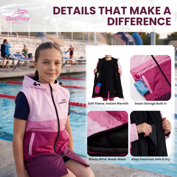 Delfina Kids Swim Parka Jacket with Removable Sleeves – view 5