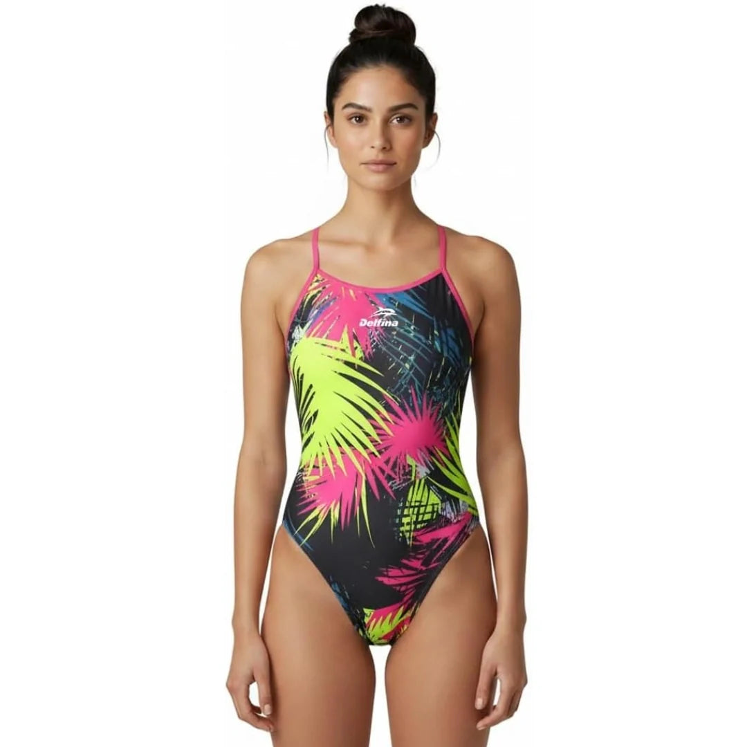 Coconut Leaves Women's Lightback One Piece Athletic Swimsuit