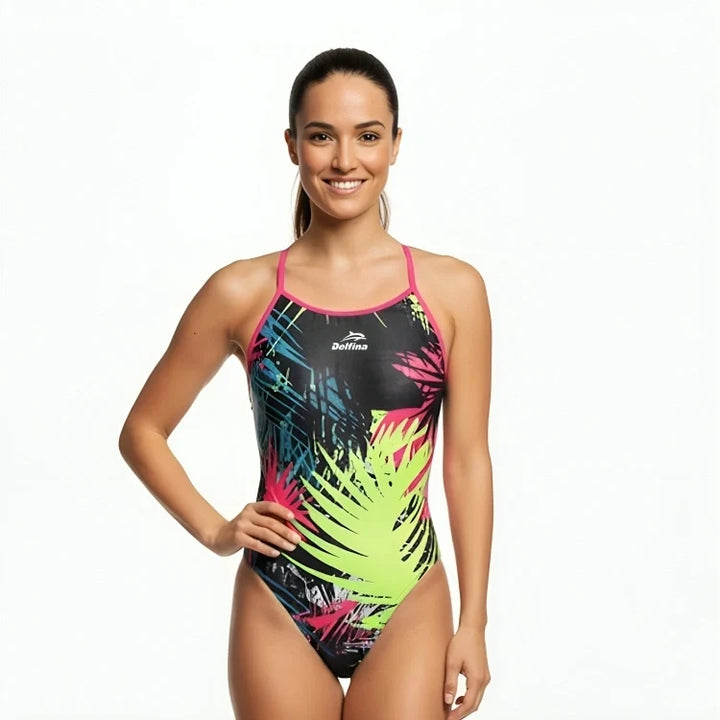 Coconut Leaves Women's Lightback One Piece Athletic Swimsuit – view 5