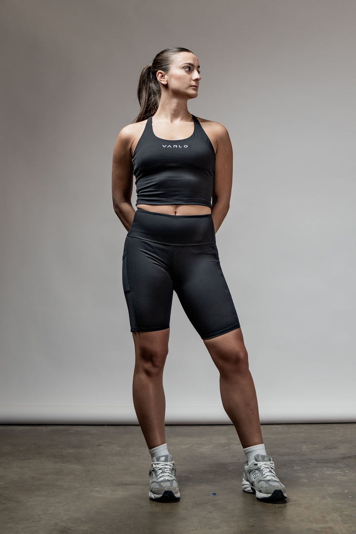 SOHO Women's Technical High Rise Shorts 8" (Black)