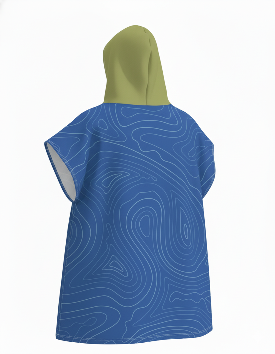 Hooded Poncho Towel – Blue Swirl – view 4