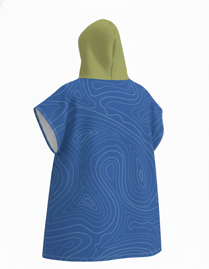 Hooded Poncho Towel – Blue Swirl – view 4