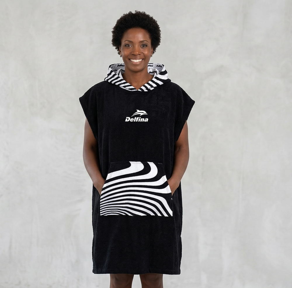 Hooded Poncho Towel – Flow Black – view 2