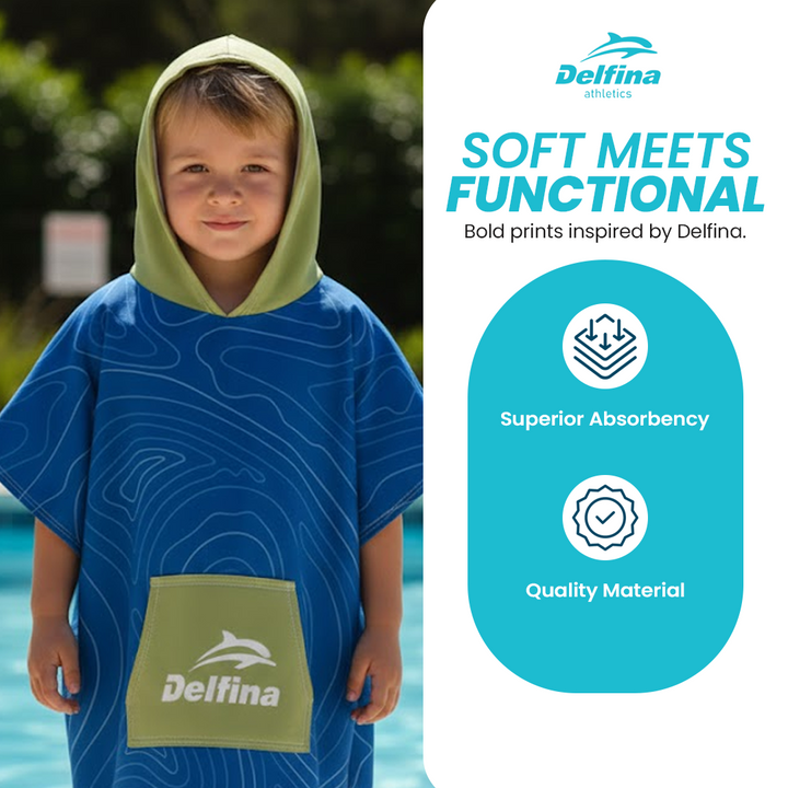 Hooded Poncho Towel – Blue Swirl – view 5