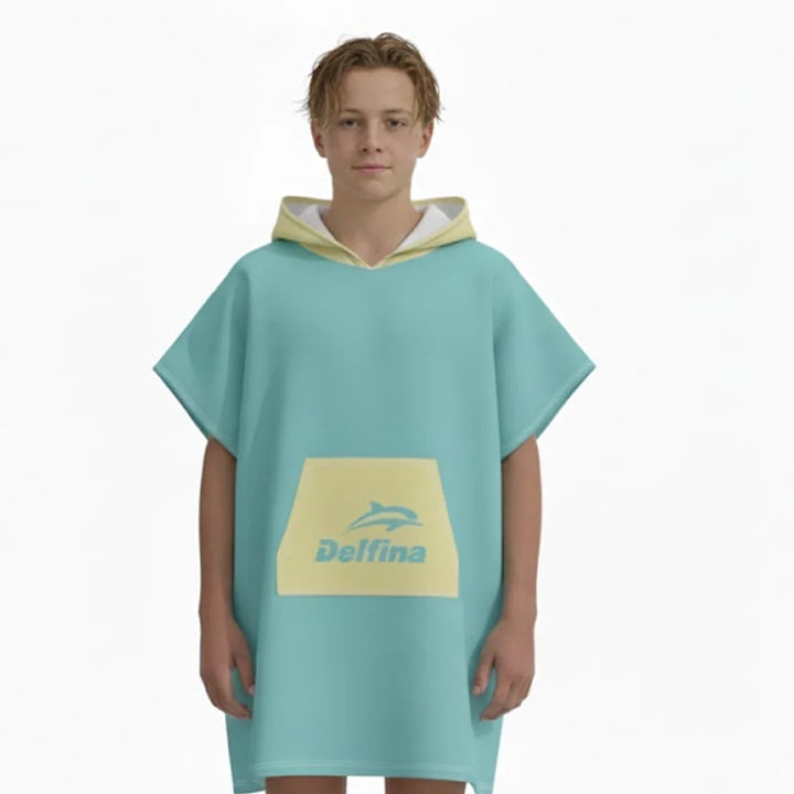 Hooded Poncho Towel – DREAMS of TEAL – view 6