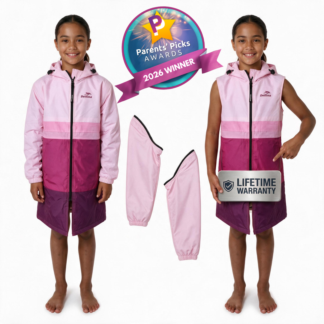 Delfina Kids Swim Parka Jacket with Removable Sleeves – view 2