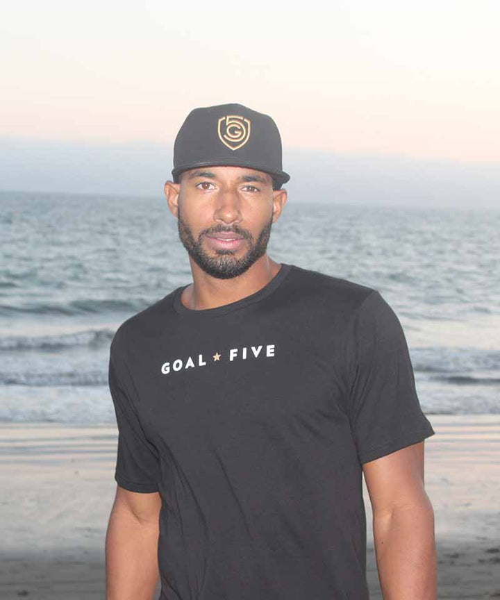 Goal Five Men's Black Cotton T-Shirt