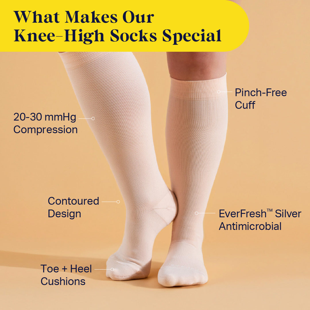 Knee-High Compression Socks – Solid (20-30 mmHg)
