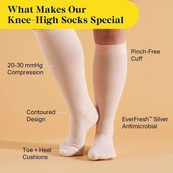 Knee-High Compression Socks – Solid (20-30 mmHg)