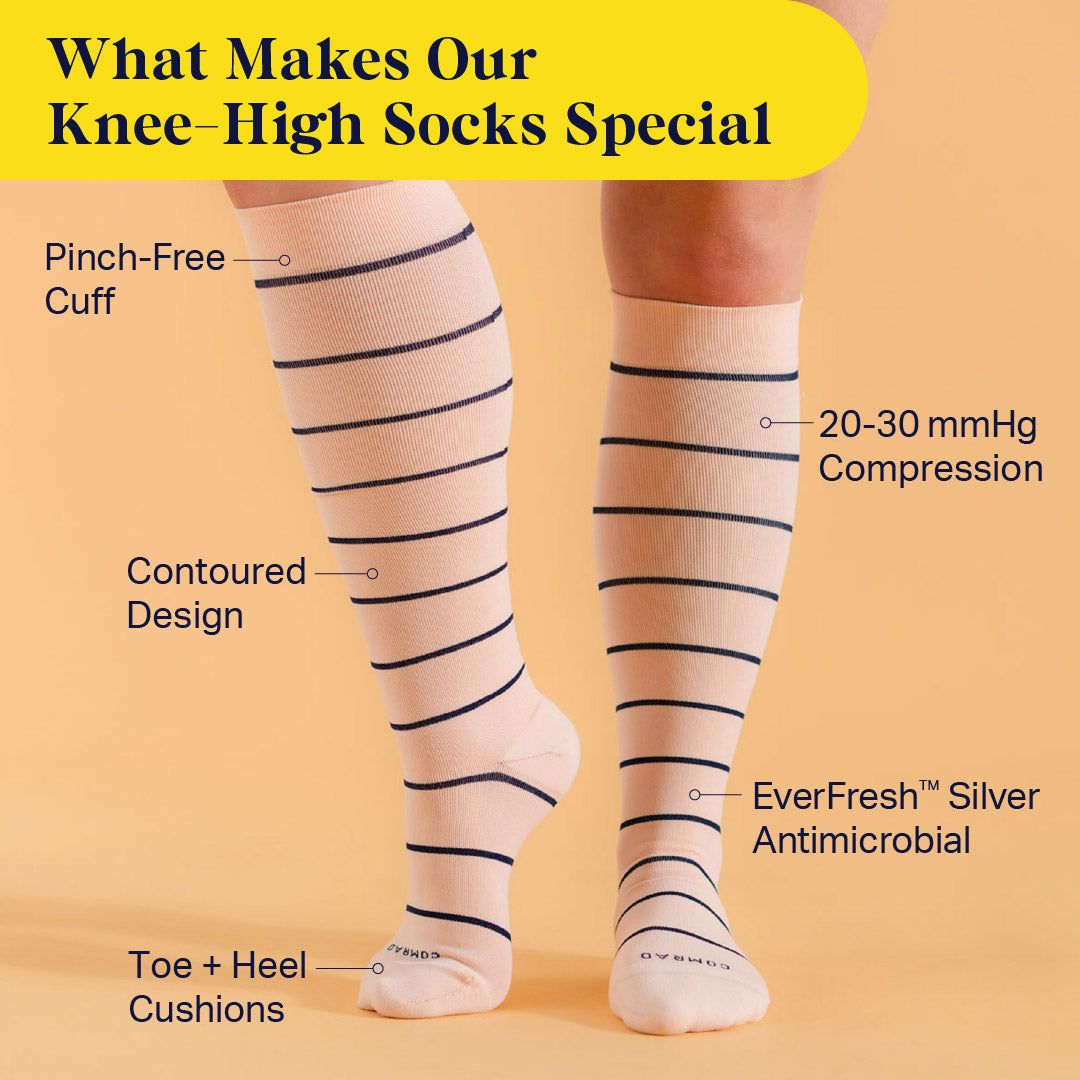Knee-High Compression Socks – Stripes (20-30 mmHg)