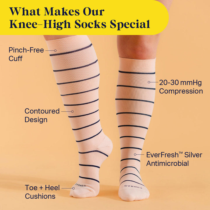 Knee-High Compression Socks – Stripes (20-30 mmHg)