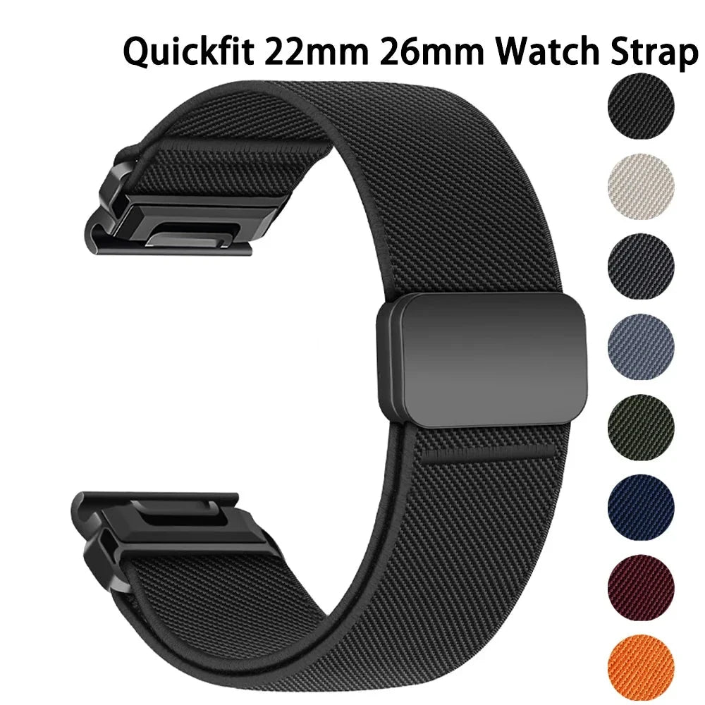 Garmin QuickFit 22/26mm Woven Nylon Band with Magnetic Closure