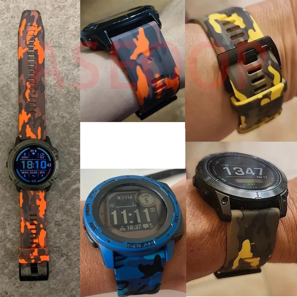 Garmin QuickFit 22/26mm Silicone Band, Camo and Solid Colors