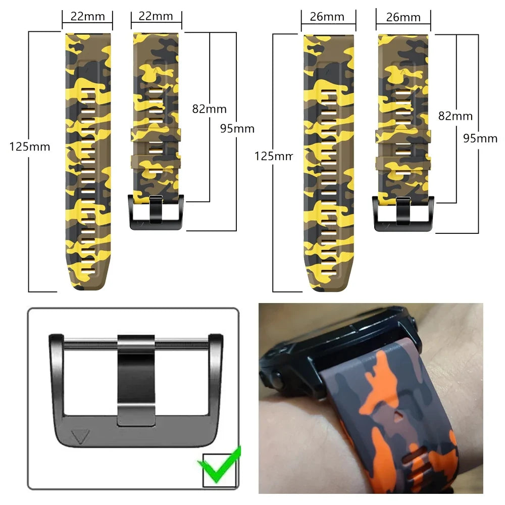 Garmin QuickFit 22/26mm Silicone Band, Camo and Solid Colors