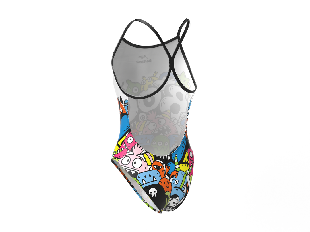 Halloween Boo White Women's Lightback One Piece Athletic Swimsuit – view 2