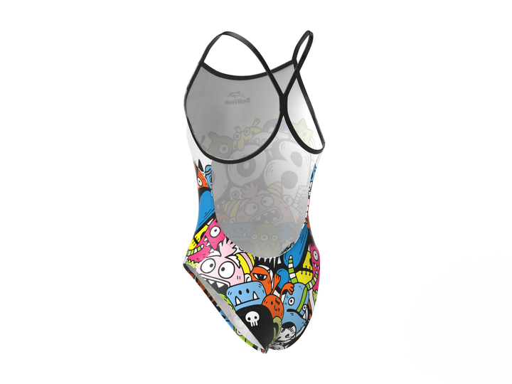 Halloween Boo White Women's Lightback One Piece Athletic Swimsuit – view 2