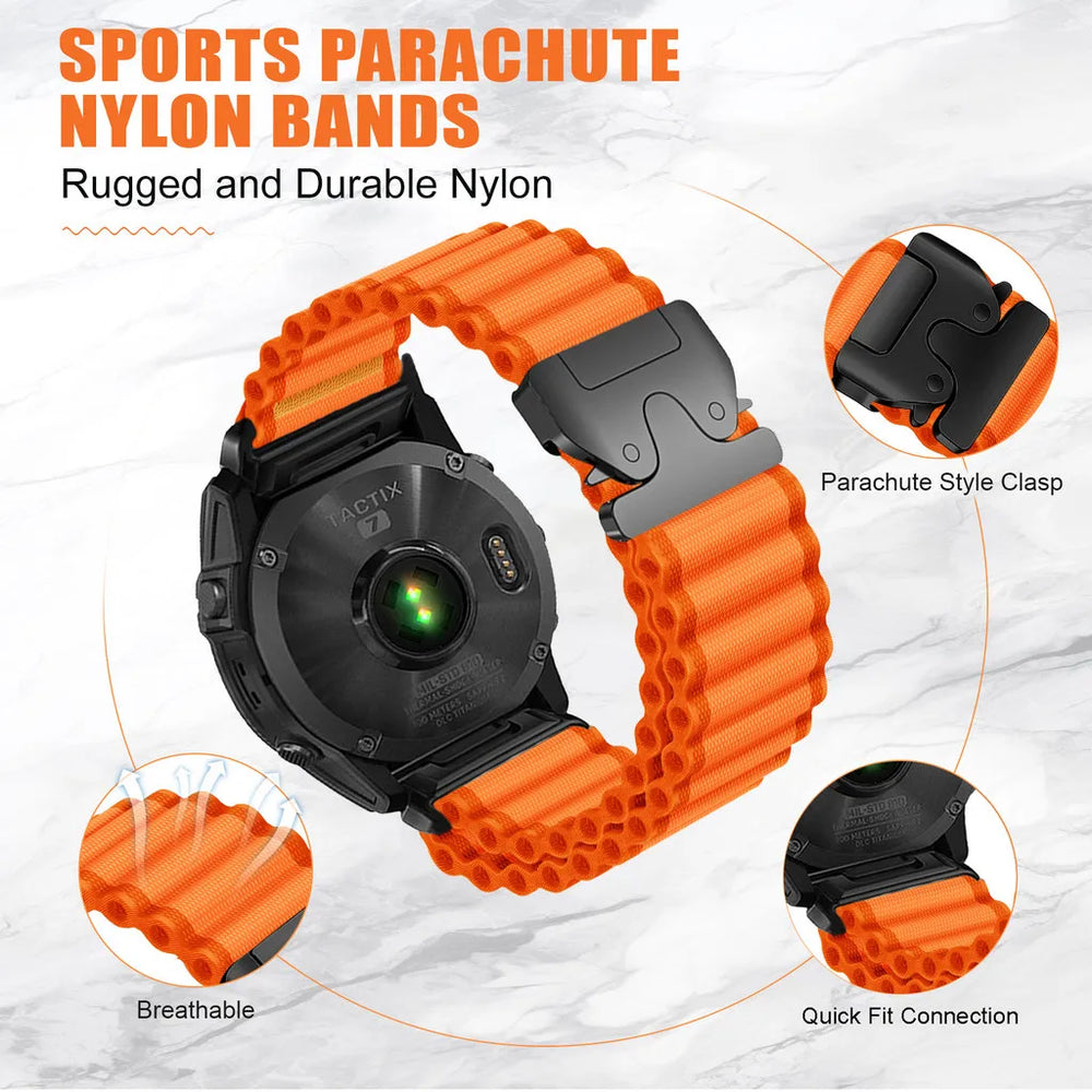 Garmin QuickFit 20/22/26mm Parachute Nylon Band with Hook Buckle