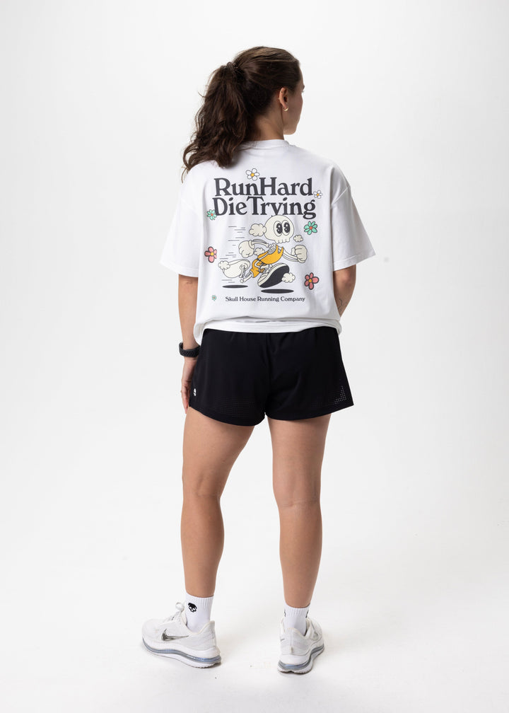 Run Hard Tee, Unisex – White