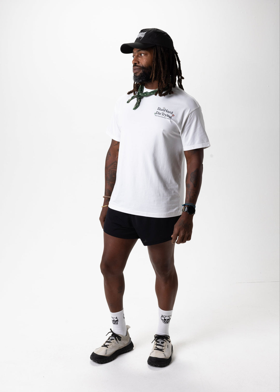 Run Hard Tee, Unisex – White