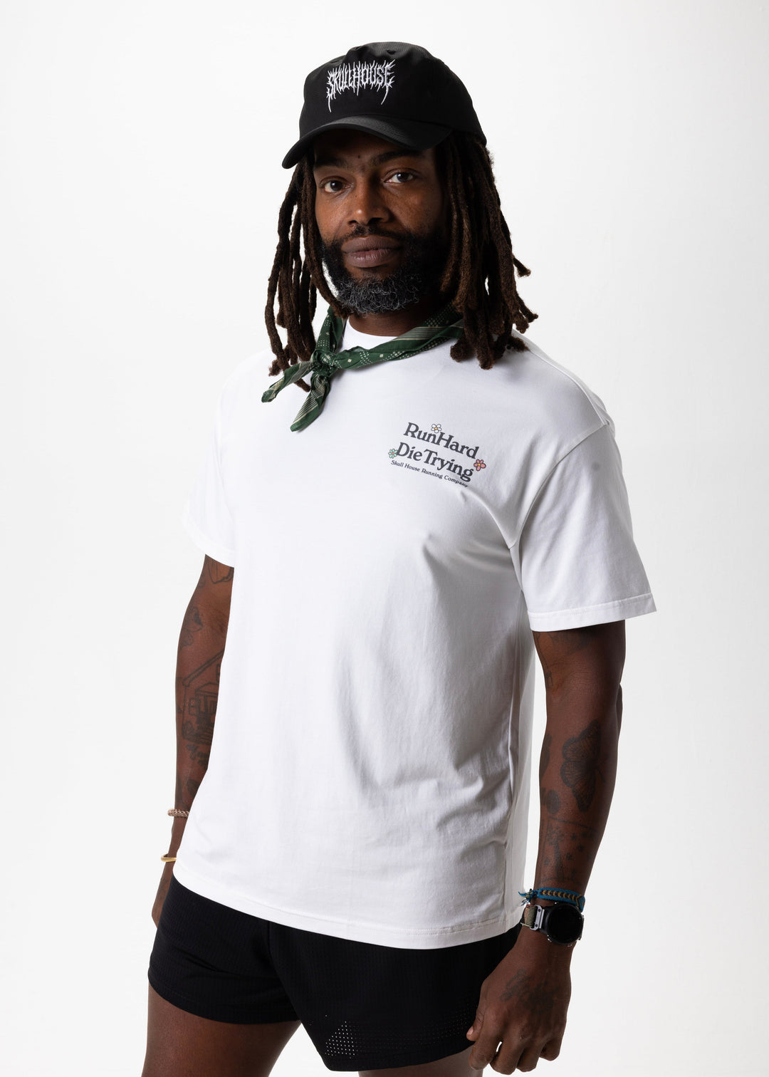 Run Hard Tee, Unisex – White
