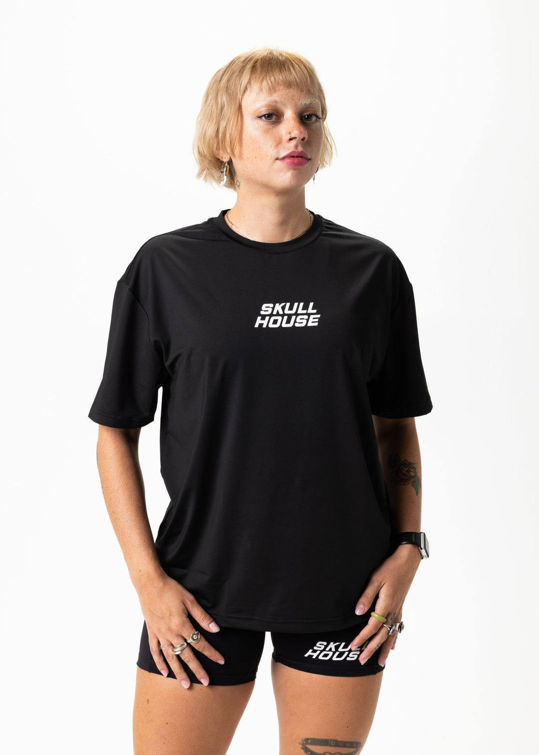 Tapering Run Tee, Unisex – Black