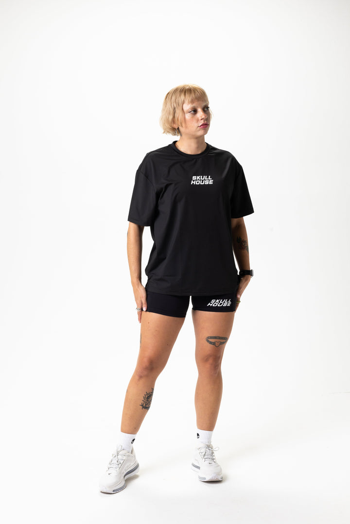 Tapering Run Tee, Unisex – Black