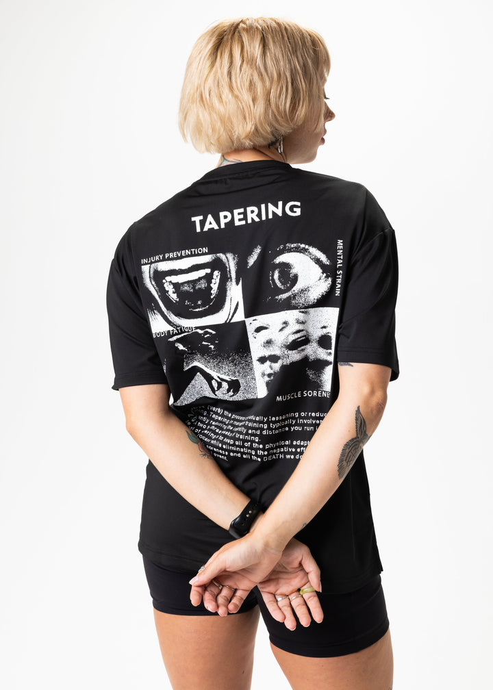 Tapering Run Tee, Unisex – Black