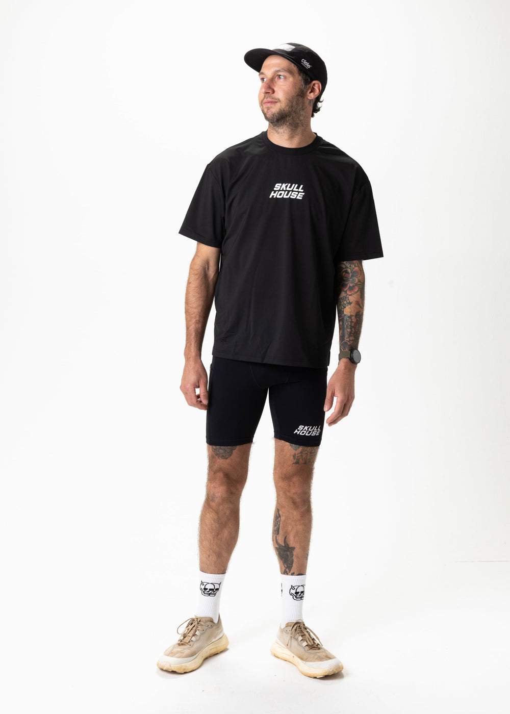 Tapering Run Tee, Unisex – Black