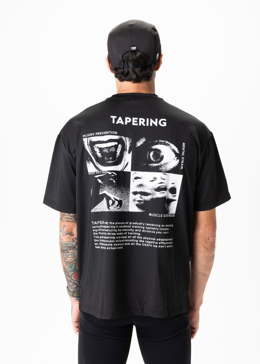 Tapering Run Tee, Unisex – Black