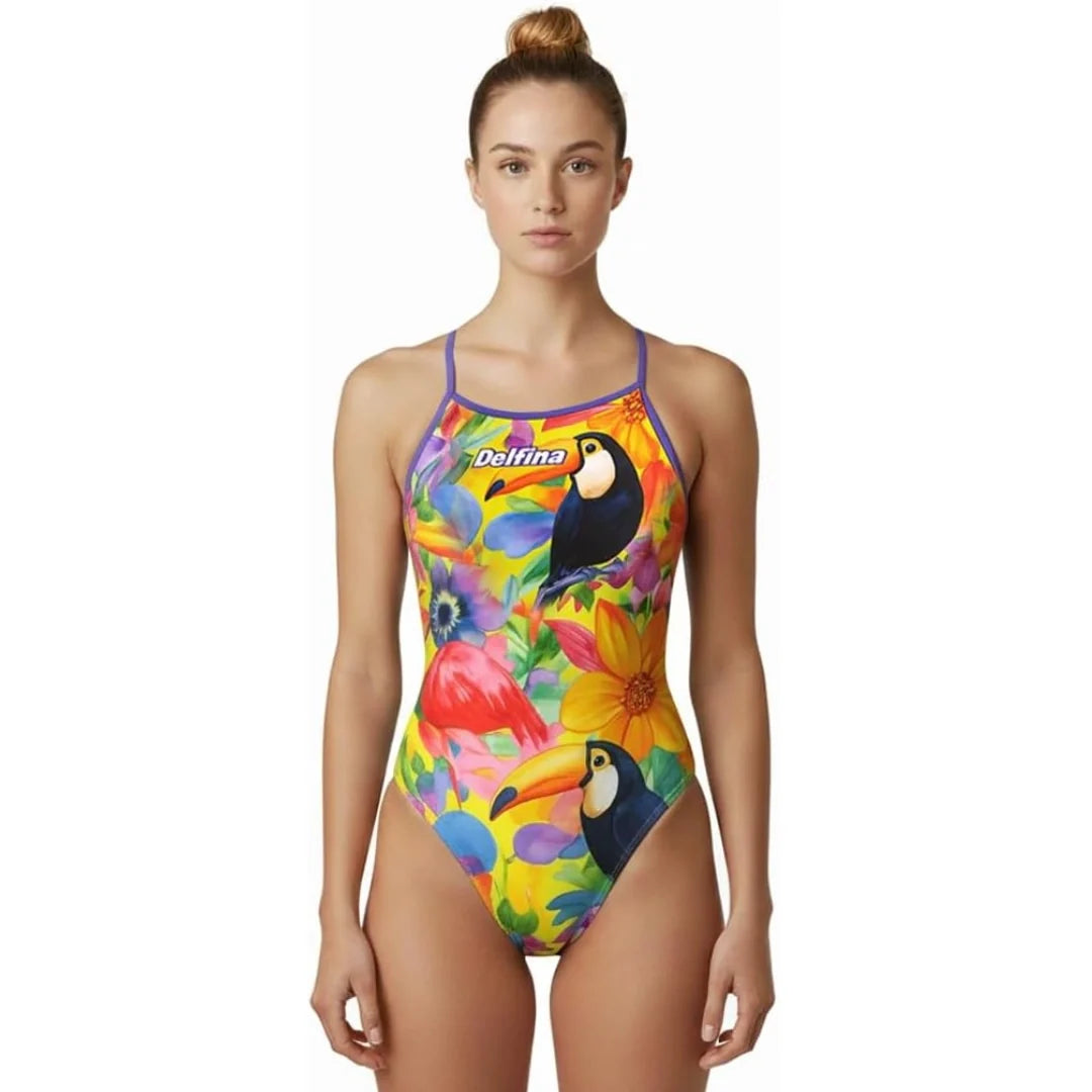Tropical Toucan Women's Lightback One Piece Athletic Swimsuit