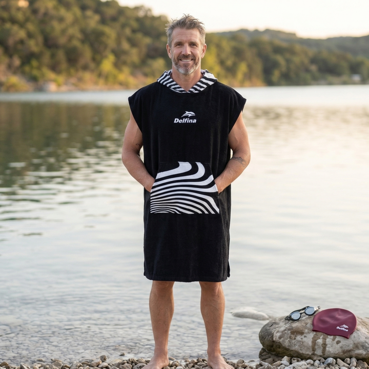 Hooded Poncho Towel – Flow Black – view 3