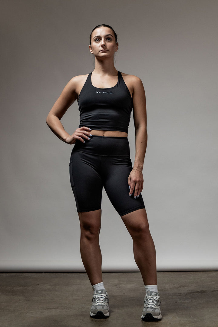Women's SOHO Cross Back Crop Tank (Black)