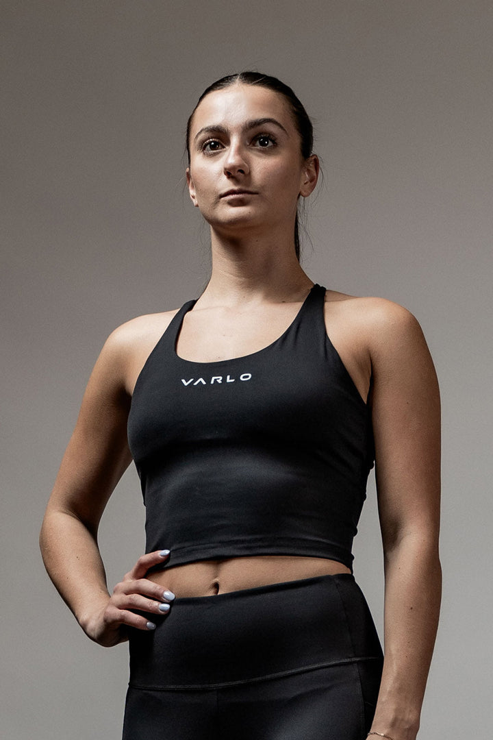 Women's SOHO Cross Back Crop Tank (Black)
