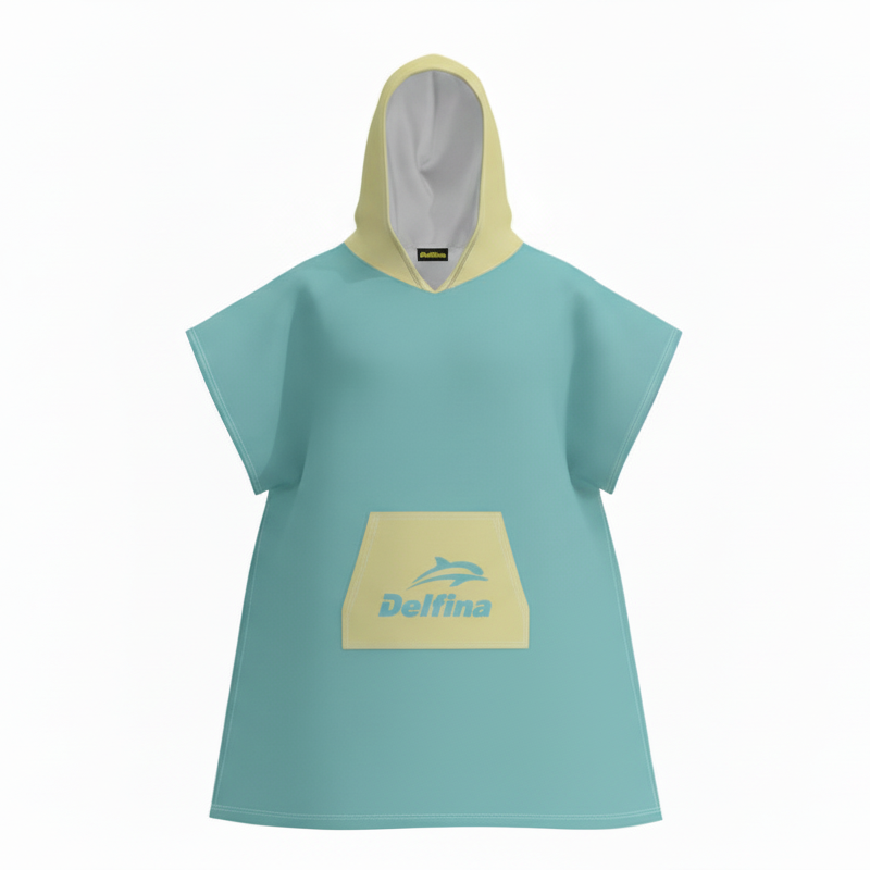 Hooded Poncho Towel – DREAMS of TEAL – view 2
