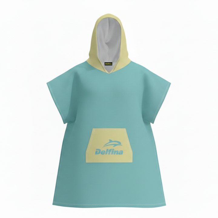 Hooded Poncho Towel – DREAMS of TEAL – view 2