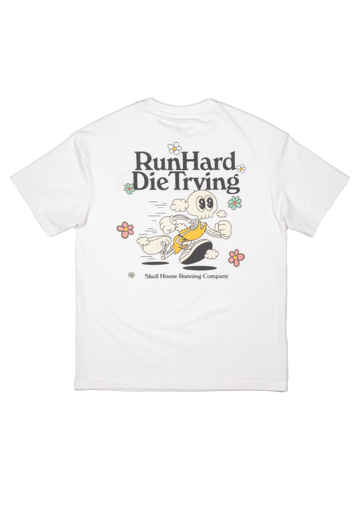 Run Hard Tee, Unisex – White