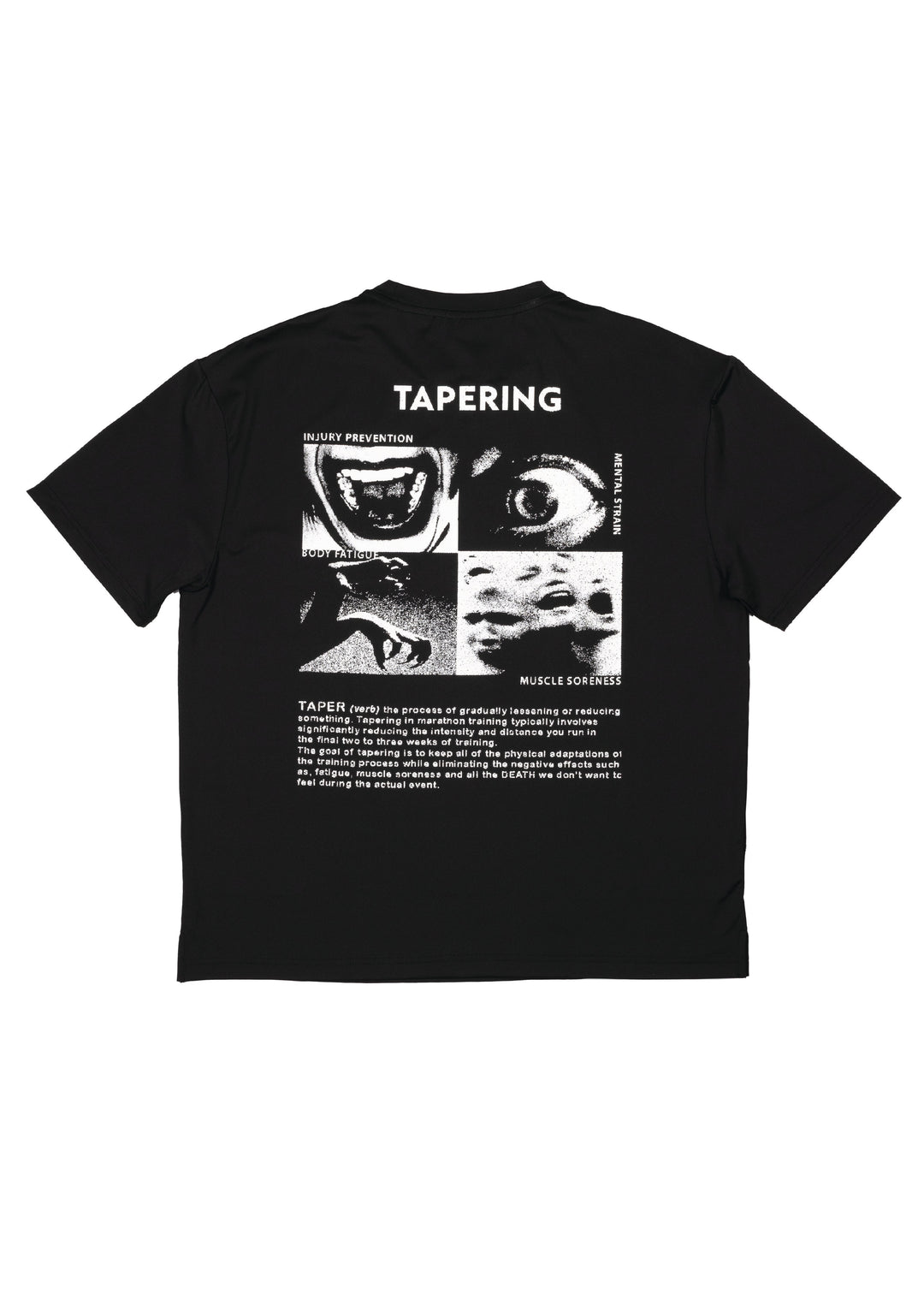 Tapering Run Tee, Unisex – Black